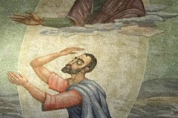 Iconography of the Apostle Paul as he is blinded, with Jesus above him.
